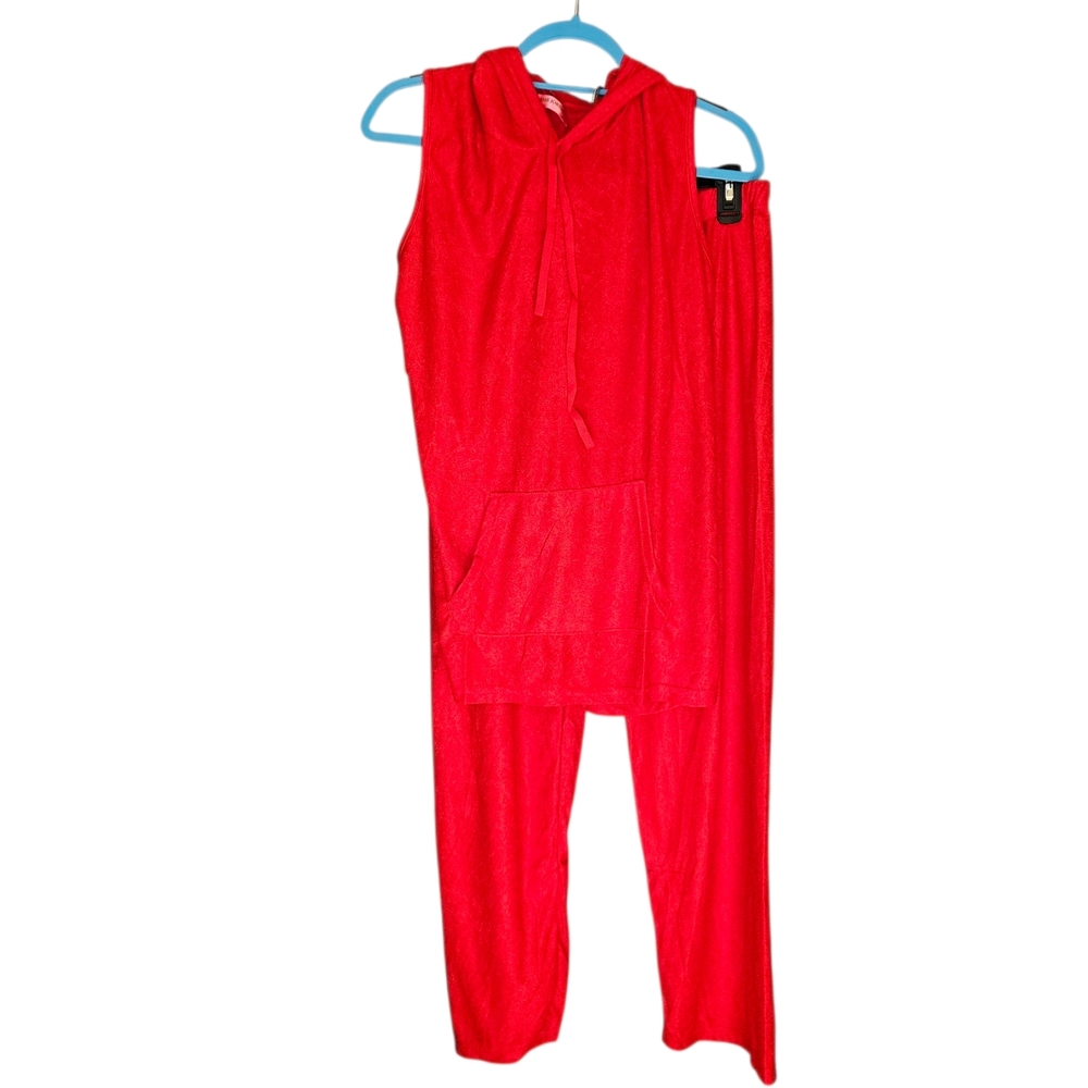 Emme Jordan Red Soft Lounge Set 2X Sleeveless Hoodie Pants NWT Stretch Plus ws62